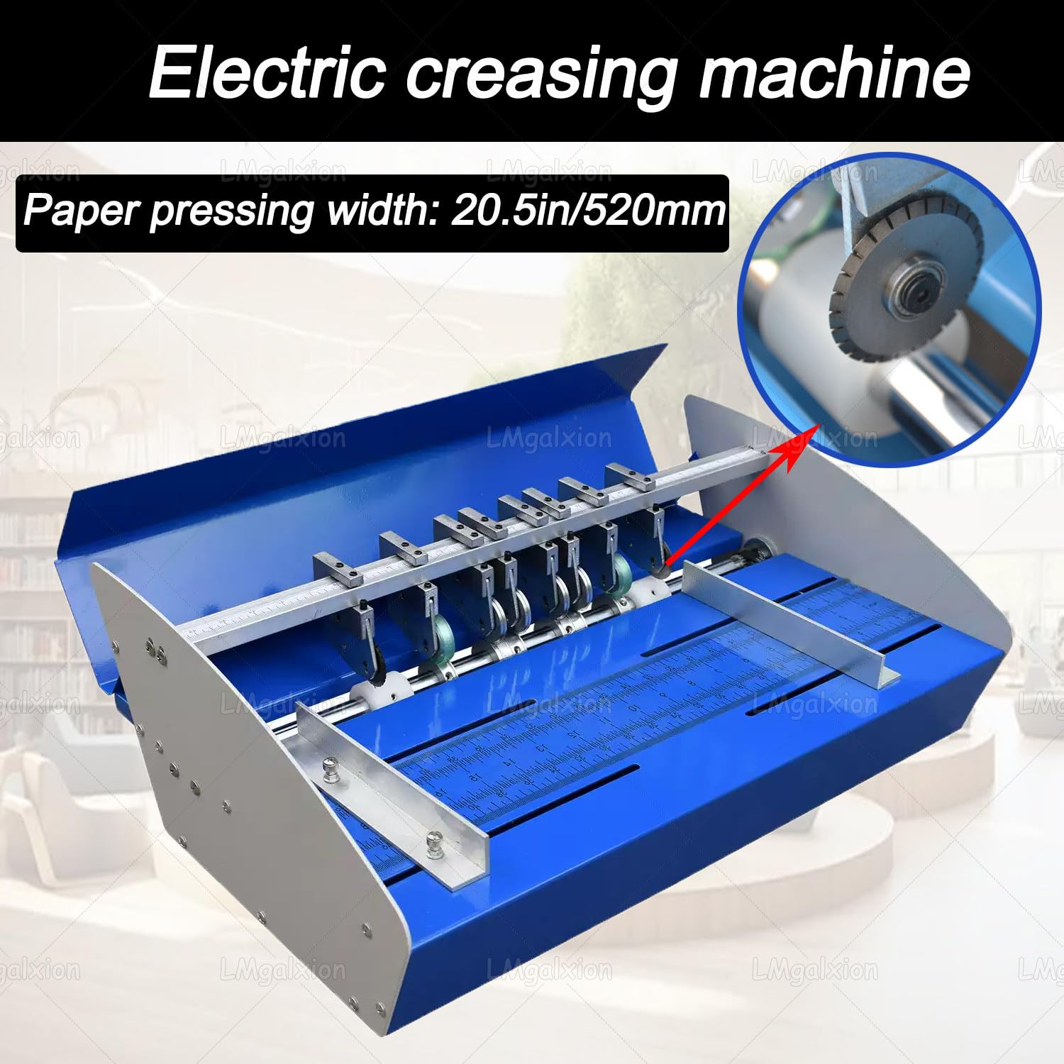 Máquina Plegadora Y Perforadora Eléctrica Robusta De Metal,con Guías Laterales Y Profundidad De Plegado Ajustable con Precisión,Maneja Papel De 85-400 G/M²,hasta 10 M/Min 520mm/20.5in
