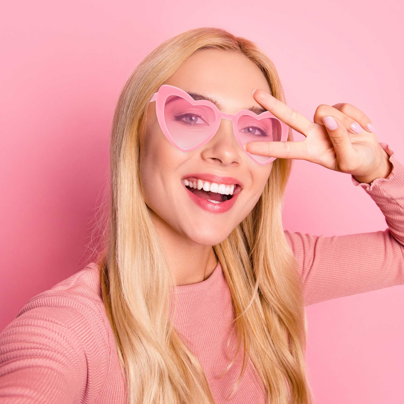 SelfTek 10 sztuk okularów przeciwsłonecznych w kształcie serca, vintage okulary w kształcie serca, retro, kocie oko, miłość, wielopak modne modne okulary dla kobiet wieczór panieński, różowy
