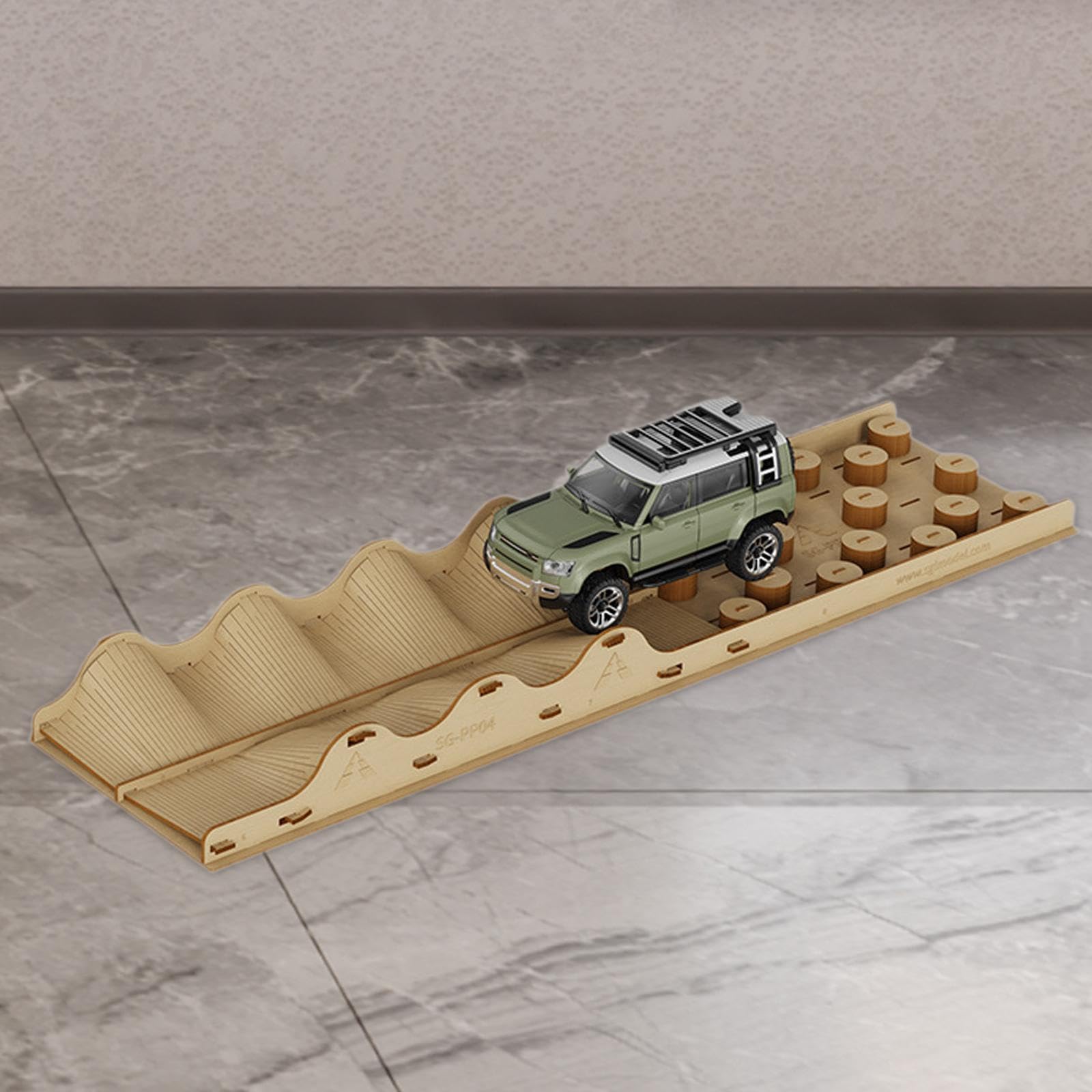 Mini Puente de Madera con Diseño de Desafío para Vehículos de Control, B