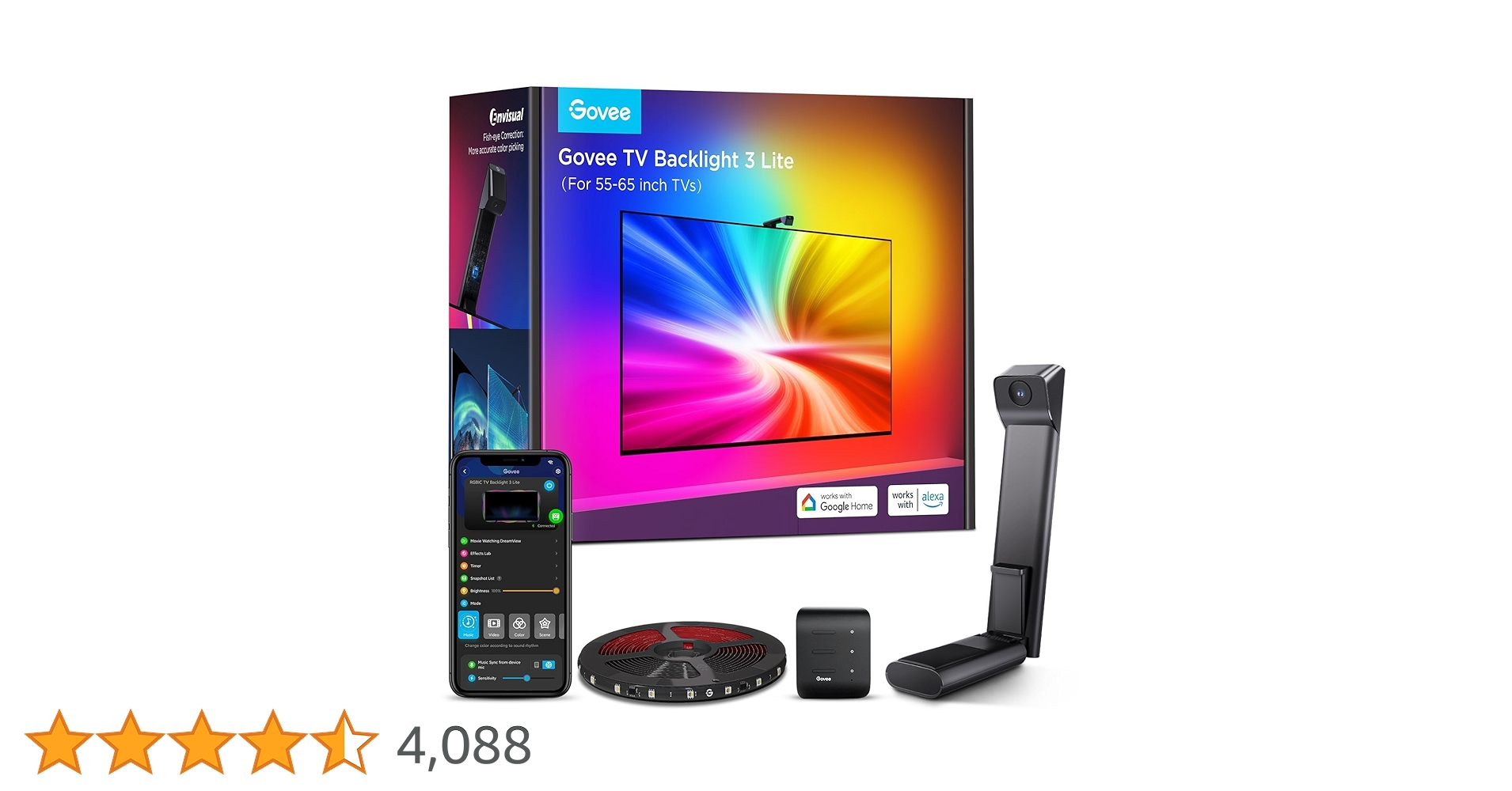 Buy Govee TV Backlight 3 Lite with Fish-eye Correction Function Buy Govee TV Backlight 3 Lite with Fish-eye Correction Function