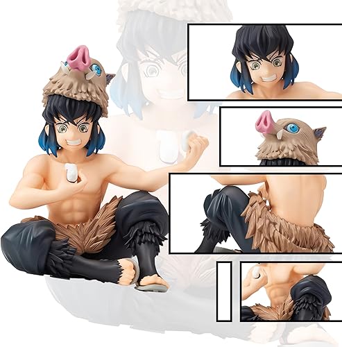 Miniatura 2 de FOUONTOS Inosuke Hashibira - Figura de cazador de fantasmas, serie de bolas de arroz, colección de juguetes, Ghost Slayer Merch (Onigiri Inosuke)