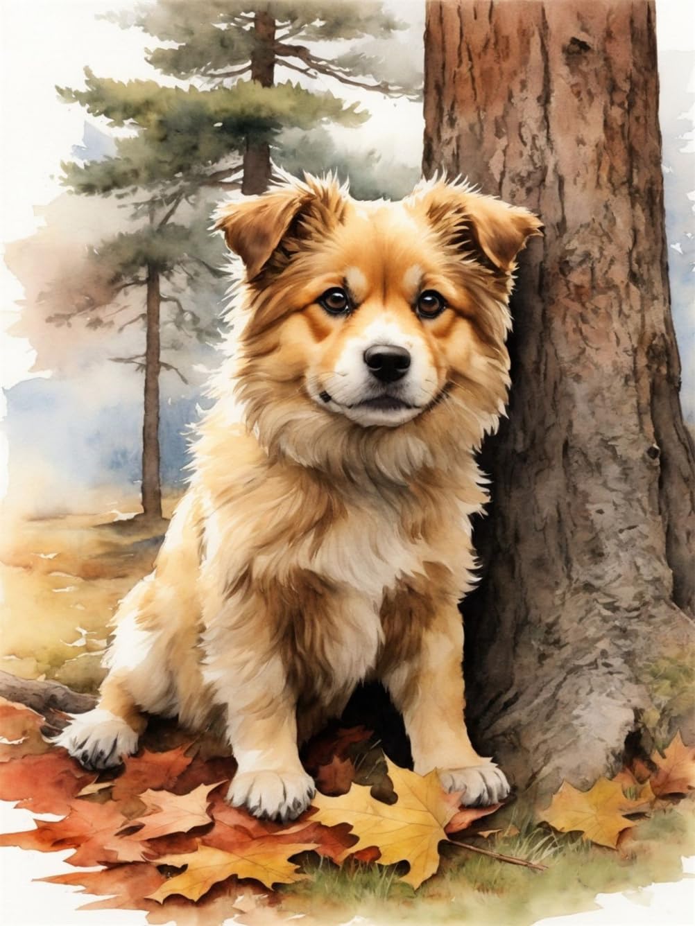 Meecaa Dog Cross Stitch Kits 11 Count Stamped, Maple Leaf Animal Embroidery Kit With Accessories Pre Printed (40Cmx50cm) (Dog)
