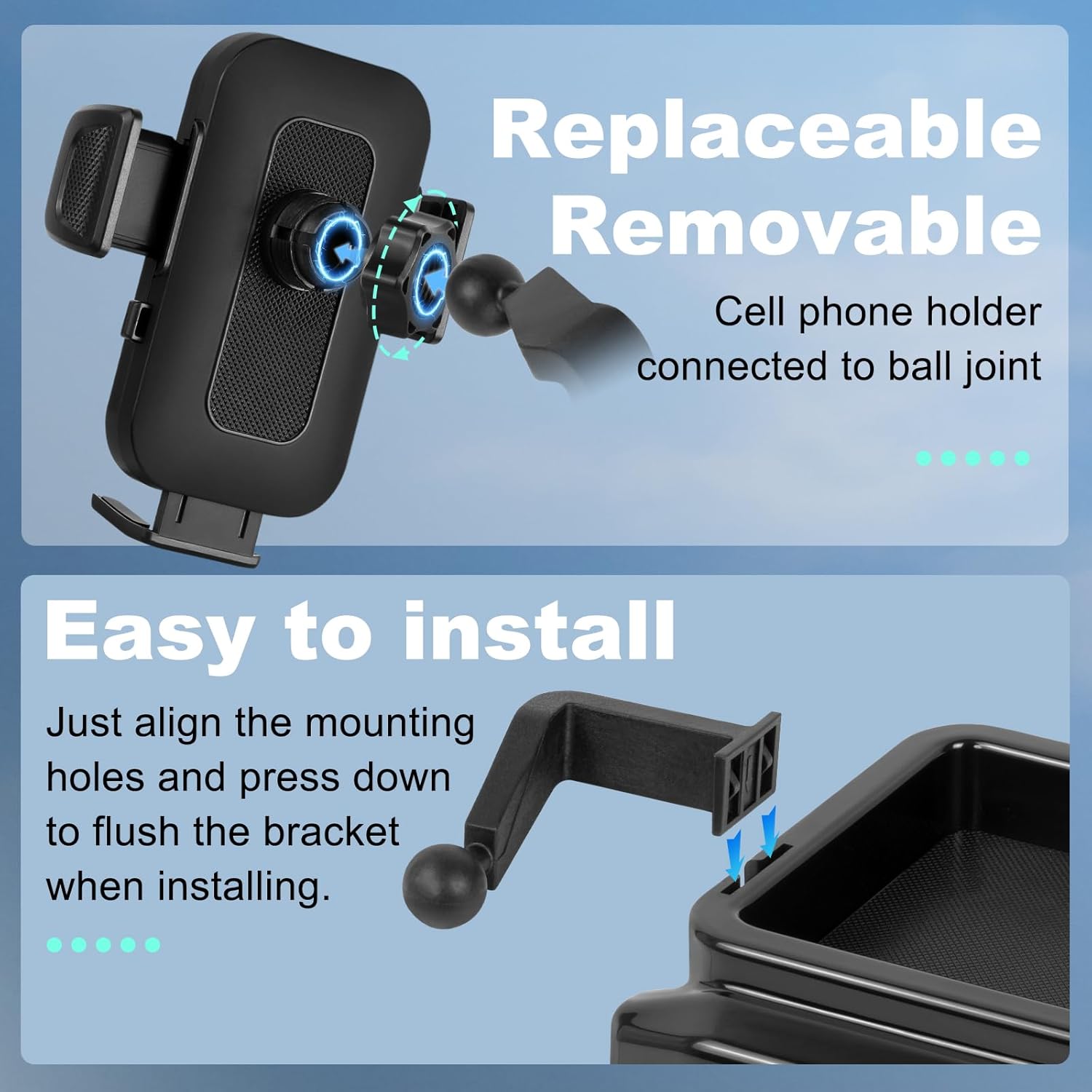 KAKSEY Car Phone Holder with Dash Organizer Compatible with Toyota Tacoma 2024 2025 Auto Accessories 8-Inch Screen Fixed Clip, Mobile Cellphone Mount Navigation Screen Bracket Hands-Free