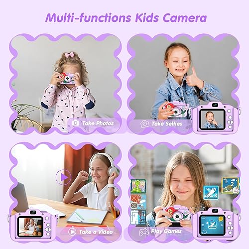 Miniatura 3 de Cámara para niños, sirena y unicornio selfie cámara digital juguetes para niños, regalos de cumpleaños de Navidad para niñas y niños de 3, 4, 5, 6,