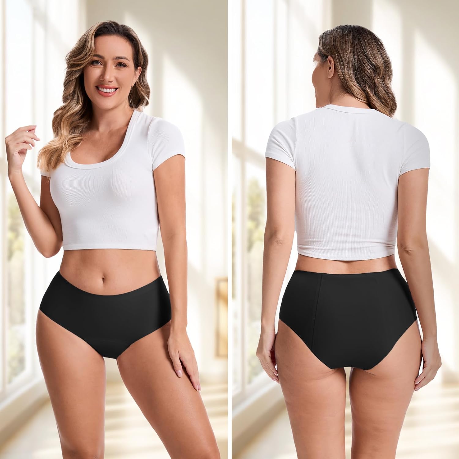 ToVii Leakproof Period Underwear for Women Heavy Flow Seamless Period Panties High Absorbent Menstrual Underwear 5 pack - Image 6