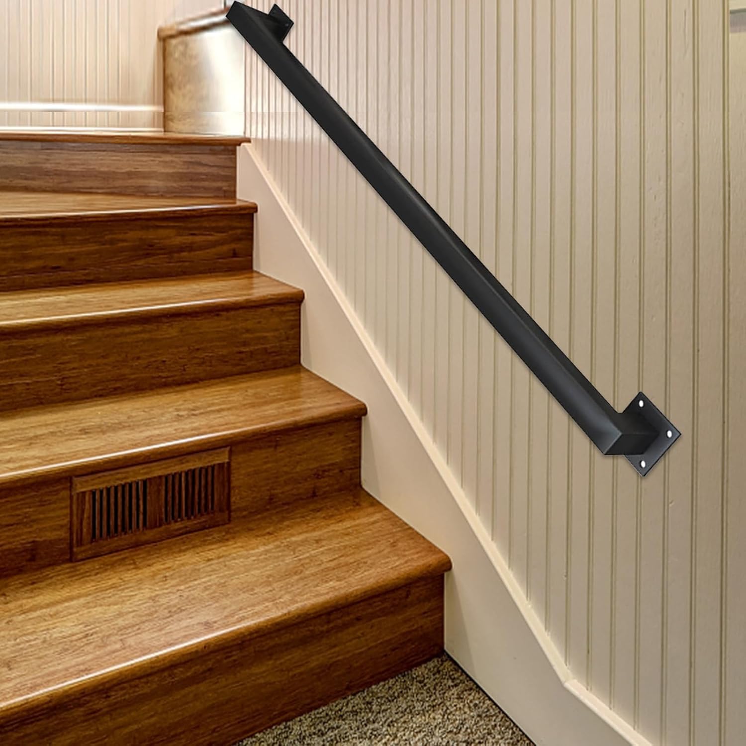 X&Z-XAOY Barandilla De Escalera Moderna Negra Barra De Agarre para Exteriores Barandilla De Escalera Metal Barandilla Balaustrada Pie Barandilla Soporte Varilla Asidero De Seguridad(100cm)