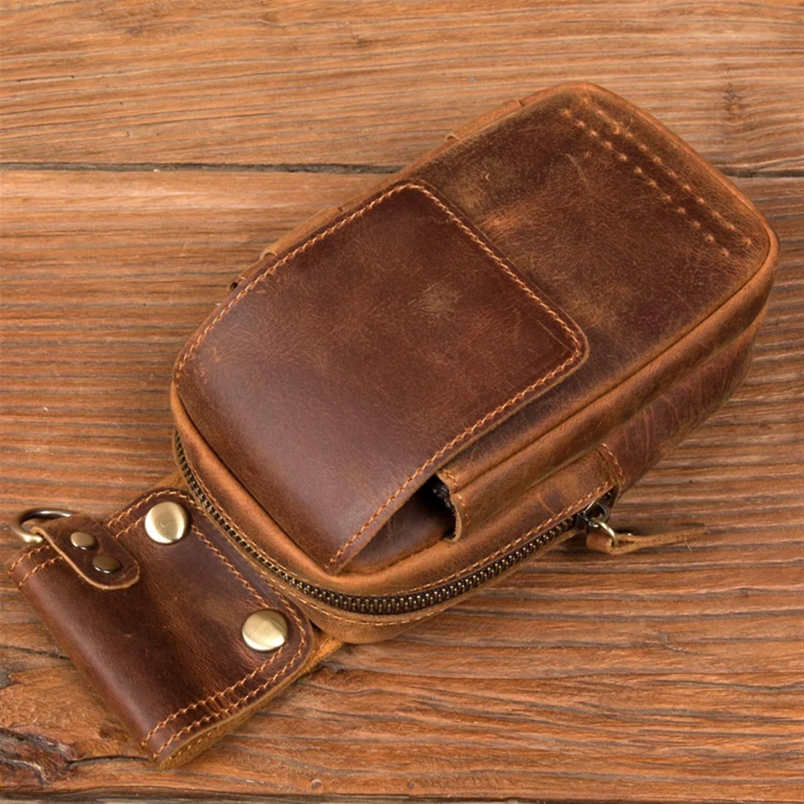 Bolsa de Pierna Moto Mini Bolso for teléfono móvil, de Cuero Retro, for Hombre, pequeños Bolsillos, Pierna para Correr, Montar a Caballo