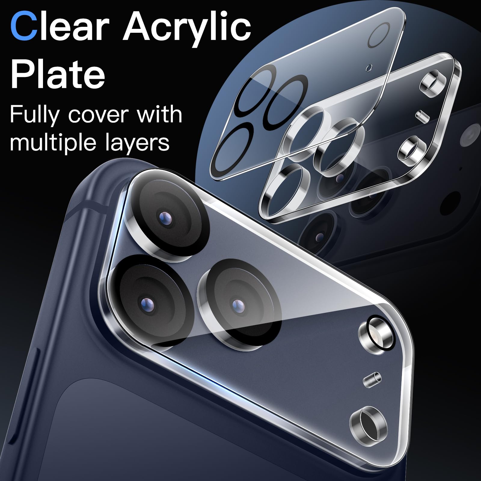 JETech Pellicola Fotocamera per iPhone 17 Pro Max 6,9 Pollici, 9H Vetro Temperato, Antigraffio, Compatibile con Cover, Non Influisce Sugli Scatti Notturni, HD Chiaro, Pacco da 3 (Trasparente)