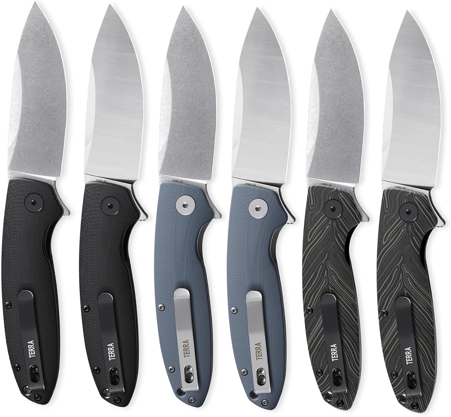 Petrified fish PFB01 Terra,3.54" D2 Steel Blade, G10 Handle Flipper Liner lock Folding knife (Black G10 Stonewashed)
