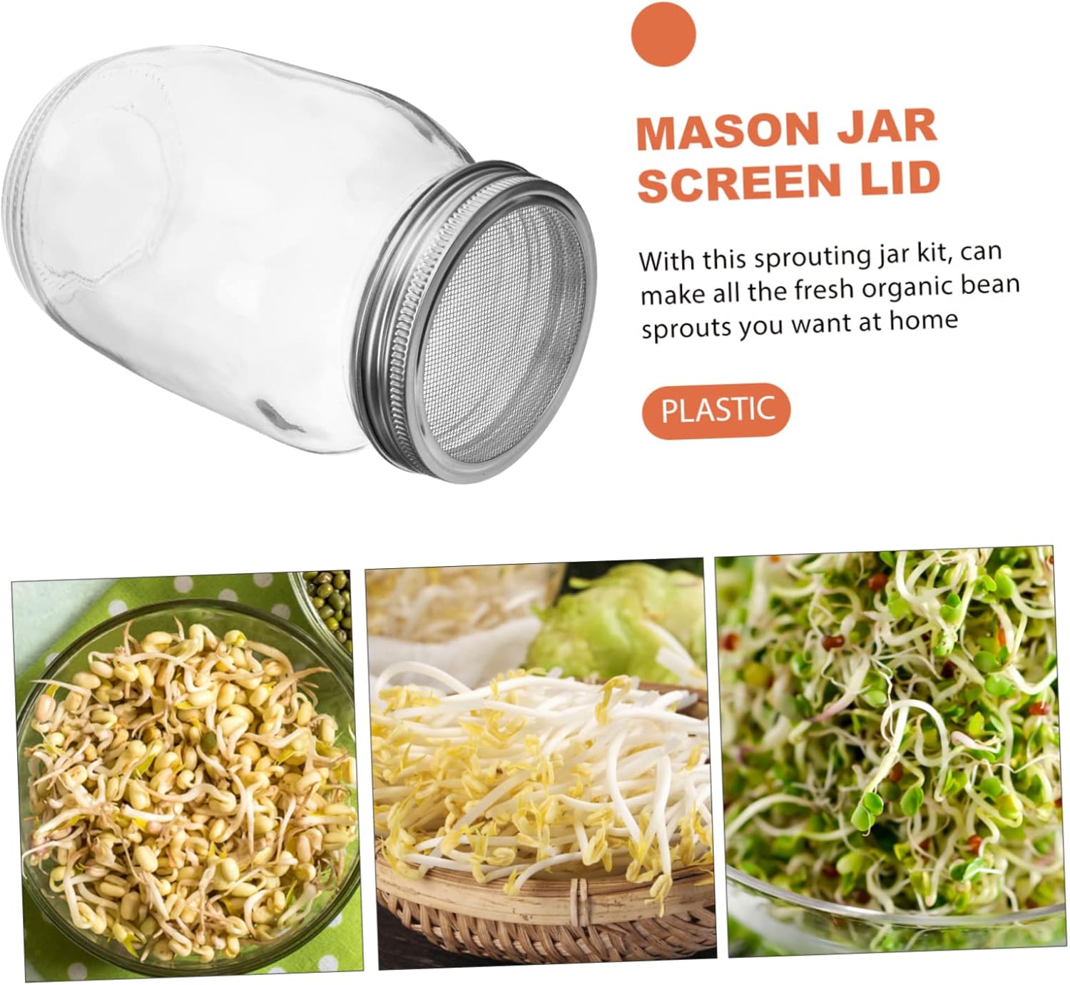 POPETPOP 1set Sprouting Kit Blackout Sleeves Jars Lids and Tray for Indoor Growing for Broccoli and Mung Bean