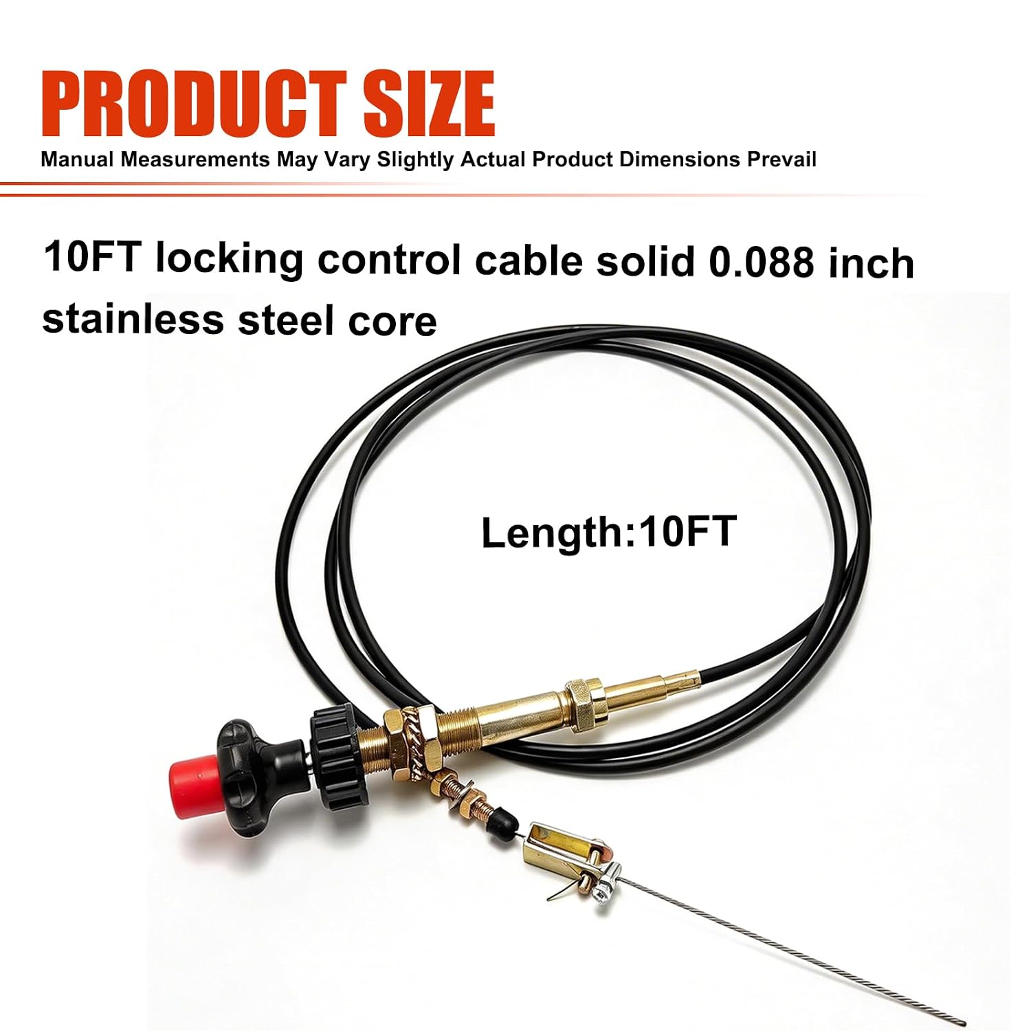 10FT Heavy Duty Vernier Adjustable Lock Cable VCGTX10 Compatible with Household, Industrial and Commercial PTO and Dump Applications, with Detachable Cable Head