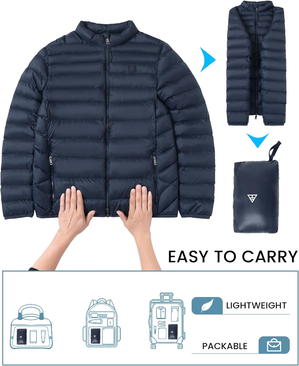 M MAELREG Mens Puffer Jacket Lightweight Golf Packable Coats Water-Resistant Windproof Insulated Down Winter Jackets for Men - Image 6