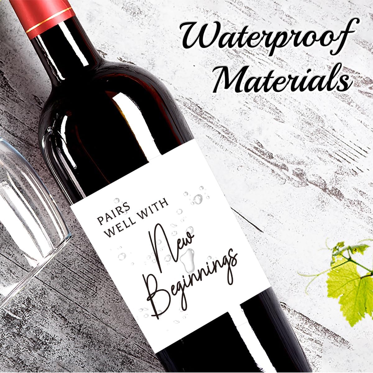 12 Pcs New Beginnings Wine Labels New Job New Home Retirement Graduation Wedding Gifts for Women Men, Housewarming Gifts New Home Pairs Well with New Chapter of Your Life Wine Labels 4x5 Inch image 3