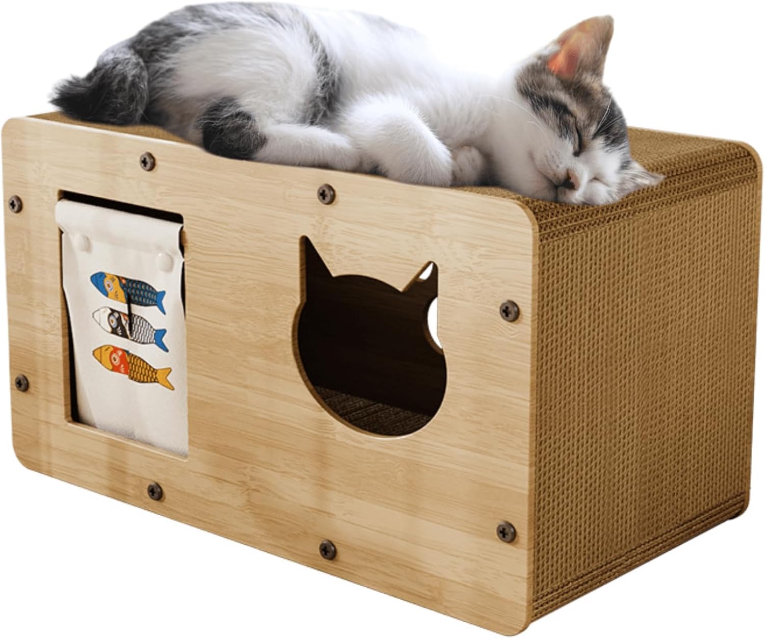 Cute Cat Scratcher House Double Layer Scratch-Resistant Cat Condo Large Space with Cat Cardboard Easy to Assemble Cat Bed Cave for Indoor Cats 18” x 11” x 20” (Single Layer)