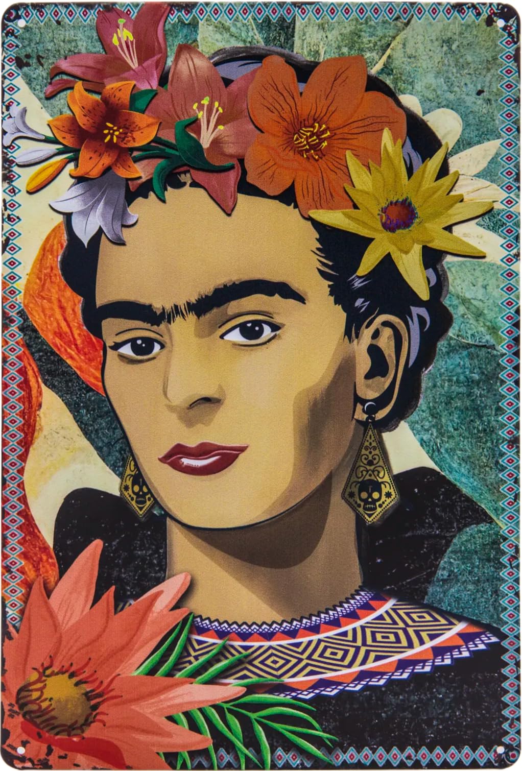 LuckyLinde 30 x 20 cm Art Tin Sign - Frida Kahlo Portrait, Mexico, Art, Painter - Wall Art, Living Room, Home Office