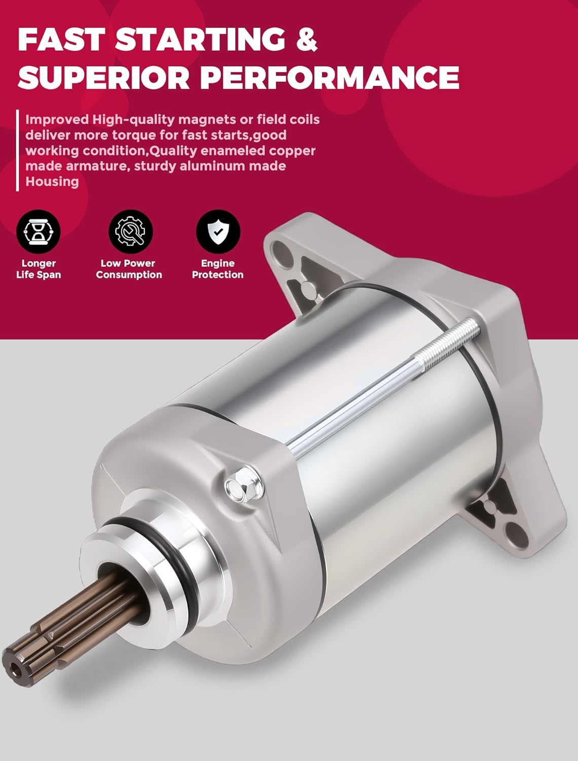 Starter for Honda Rancher 420 2007-2019/Foreman 500 2012-19 Rubicon 500 2015-19 Pioneer 500 2015-2021 31200-HP5-601 31200-HR0-F01