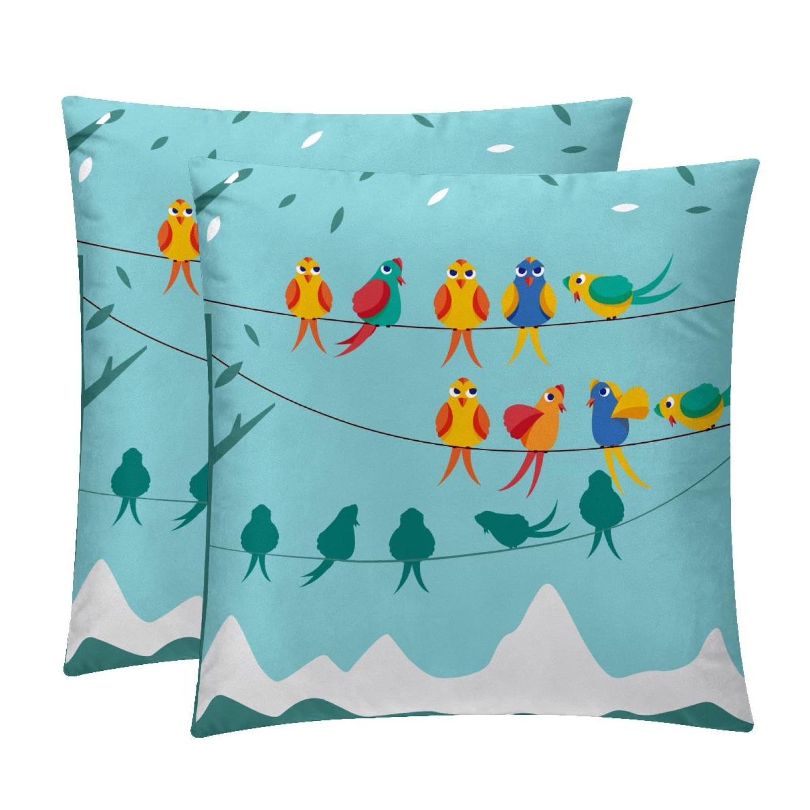 TDGKPZ Birds On A Wire Throw Pillow Covers 2 Pack Cushion Cases Decorative Pillow Cases Home Decor 40x40cm