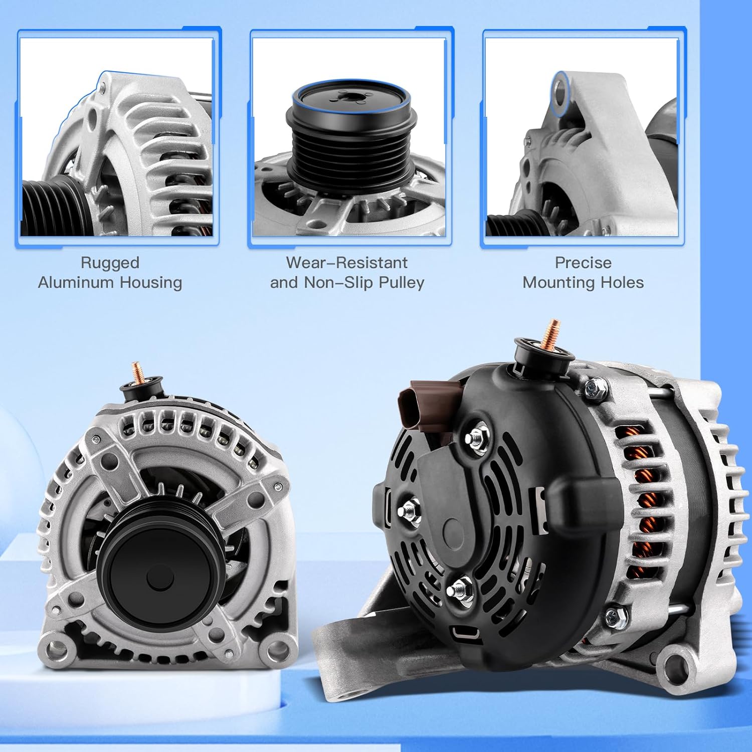 High Output Alternator for Chrysler Voyager 2001-2003 for Chrysler Town & Country 2001-2007 for Dodge for Grand Caravan 2001-2007 for Dodge for Caravan 2001-2007 Replaces# 13870-160A 12V CW