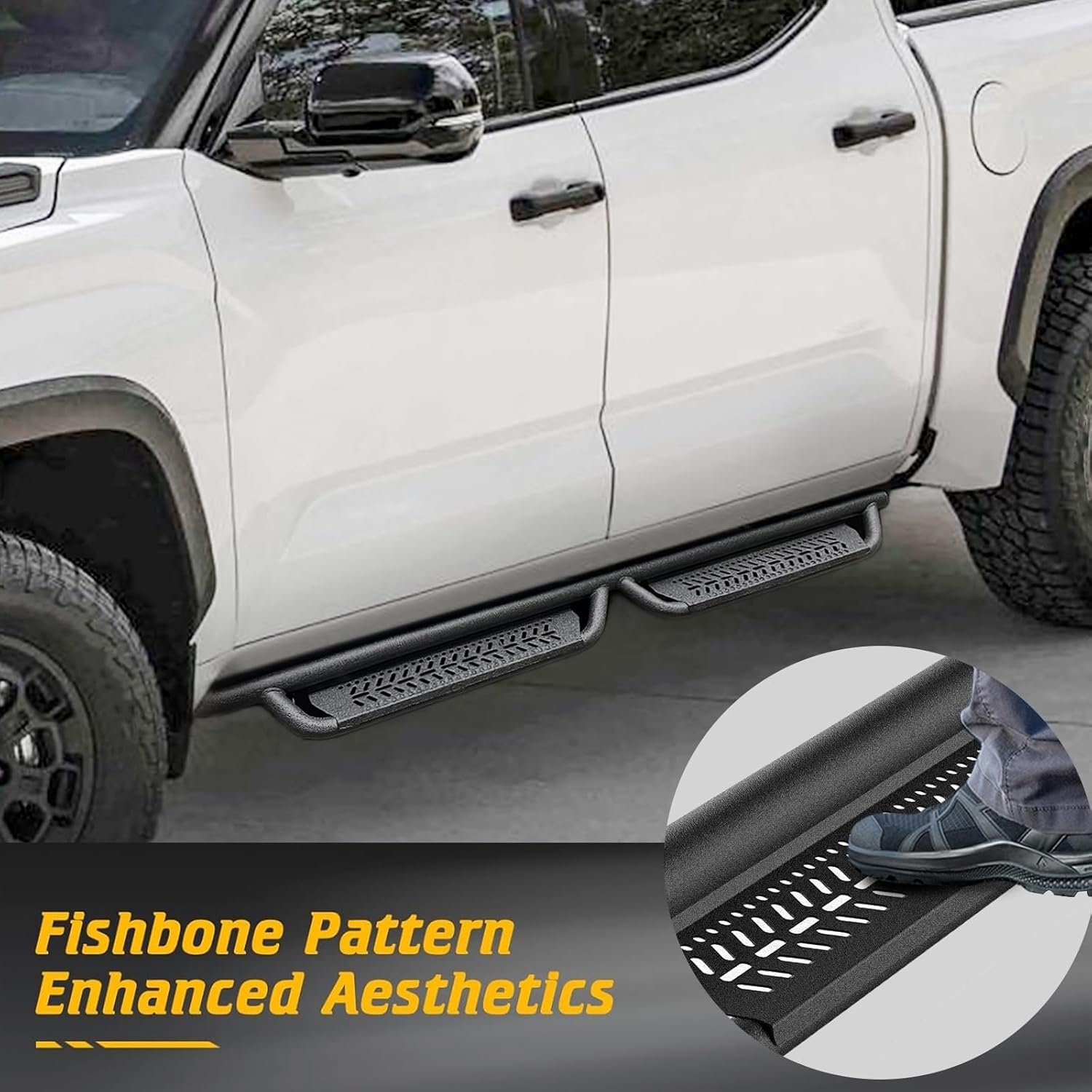 Running Boards Fit for Toyota Tundra CrewMax Cab 2022-2025 2026(4 Full Size Doors) Anti-Slip Alloy Steel Drop Down Side Steps Two Stair Rock Sliders Rails Nerf Bars Black Powder Coated