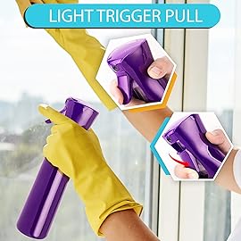 Hula Home Continuous Spray Bottle for Hair (10.1oz/300ml) Empty Ultra Fine Plastic Water Mist Sprayer - For Hairstyling, Cleaning, Salons, Plants, Essential Oil Scents & More - Purple