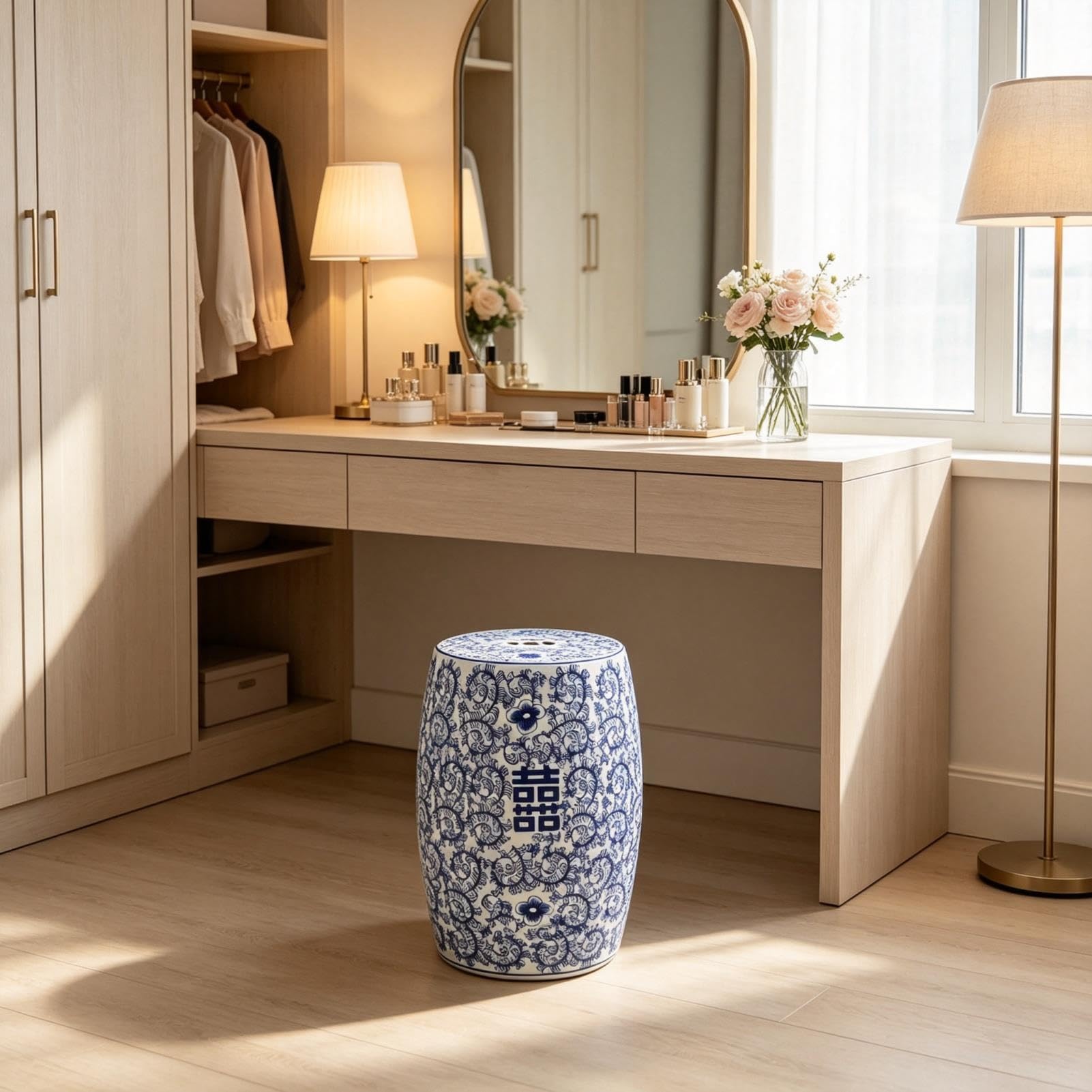 Ceramiczny Stołek Ogrodowy Ozdobny Chiński Perkusji Perkusji Chinoiserie - Przeszklony Stołek Do Przewijania Ogrodu,