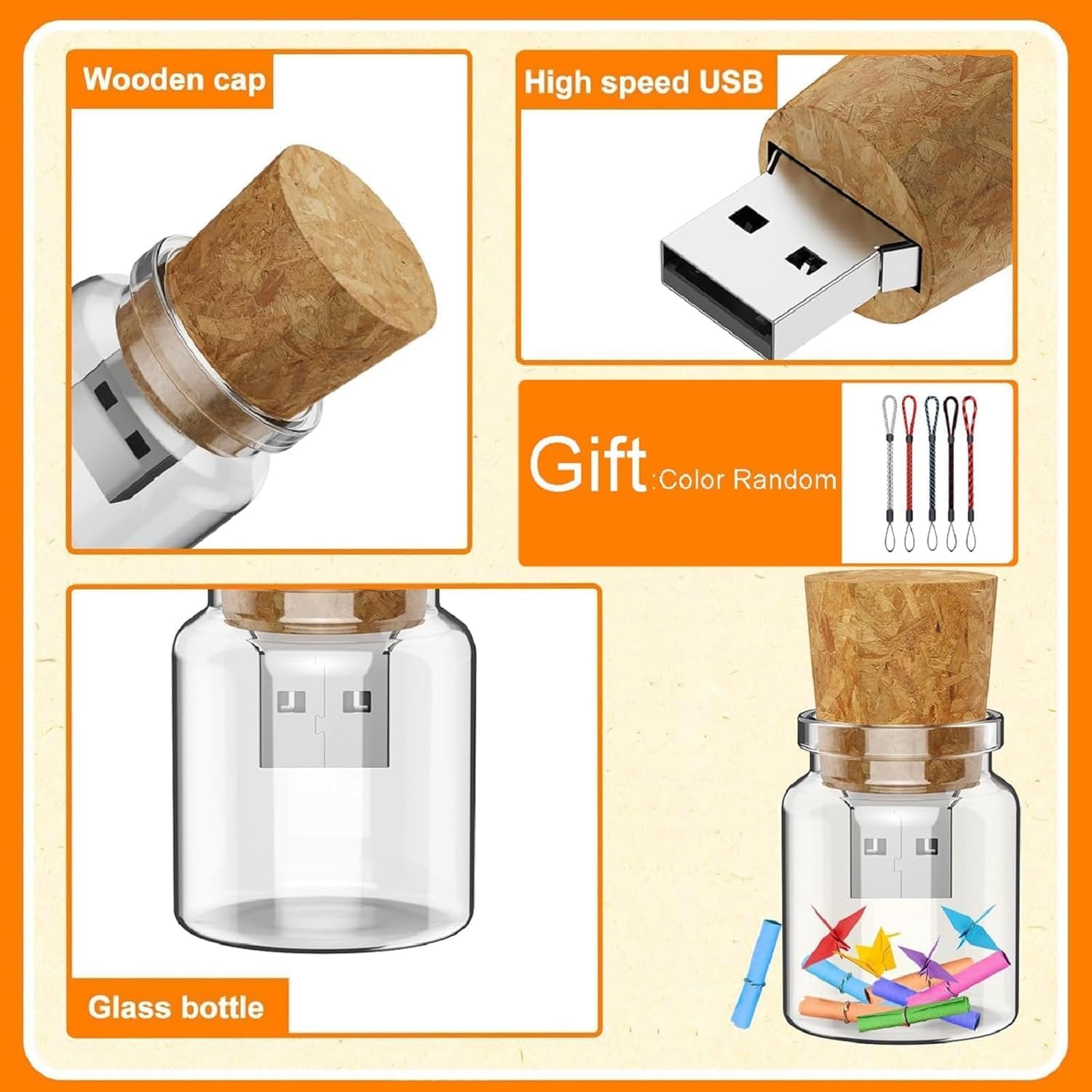 10 Pezzi 16 GB USB Flash Drive Drift Bottle chiavette USB Chiave USB Pendrive per matrimonio, amici, famiglia,Regali aziendali per computer, audio per auto, ecc