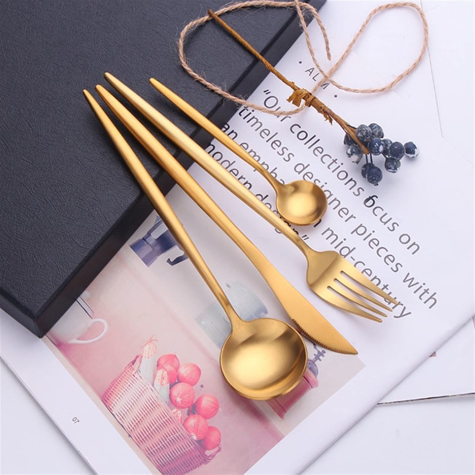 Besteck Sets Löffel Gabeln Messer Besteck Edelstahl Gabelmesser Kaffee Löffel Geschirr Set Mahlzeit Noddles Werkzeuge (Color : 05)