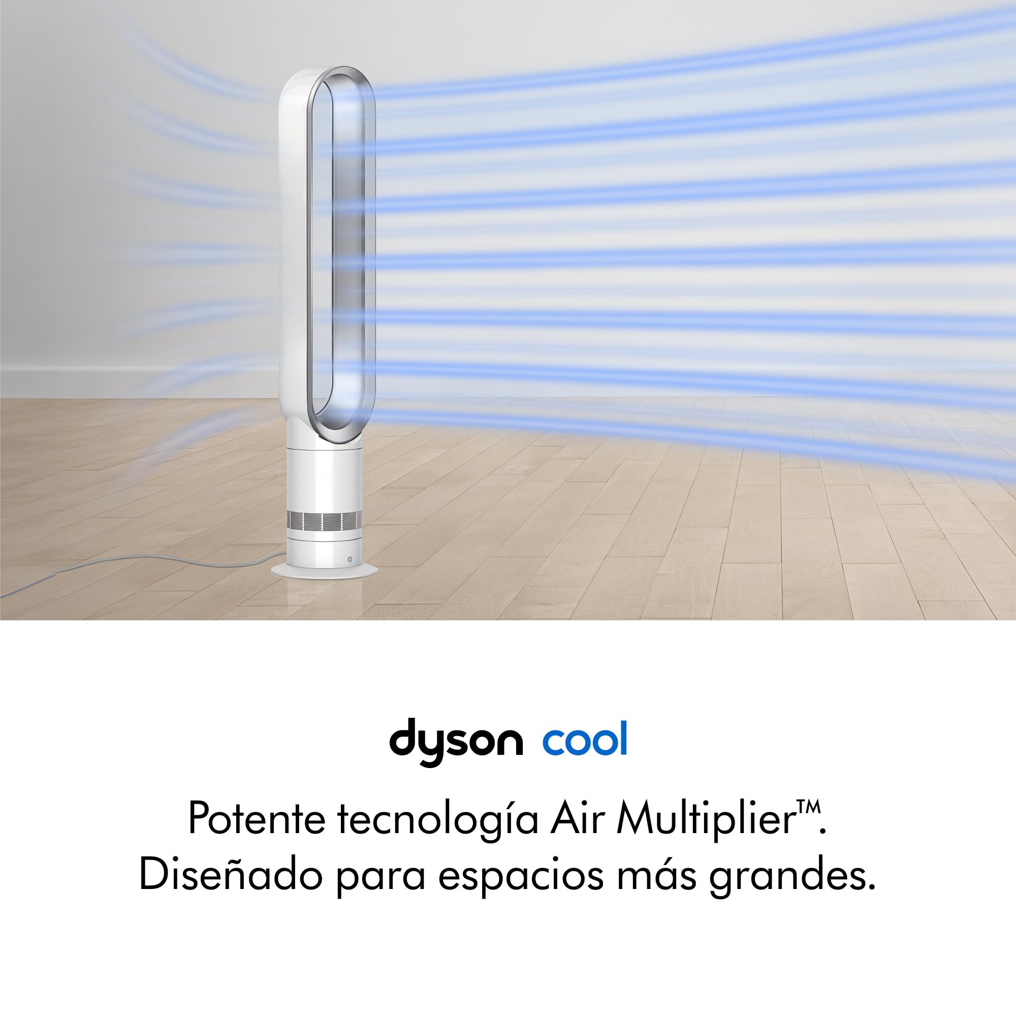 Dyson Cool™ AM07 Ventilador de Torre Sin Aspas – Refrigeración Potente con Air Multiplier™ para Espacios Grandes, Funcionamiento Silencioso, 10 Velocidades, Oscilación de 70°, Control Remoto