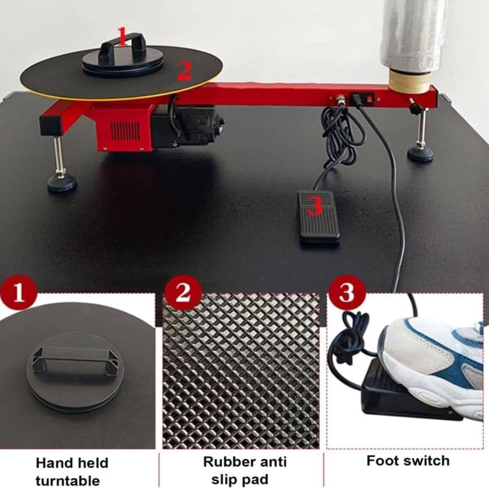 Stretch-Folienmaschine, 40 cm Drehteller, 30 U/min, Kartonverpackungsspender für effiziente Verpackungs-, Versand- und Lagerlösungen