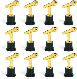 Fun Express 12 Gold Mikrofon Trophäen (7,6 x 12,7 cm) Kunststoff. 1 Dutzend goldfarbenes Mikrofon Throphy Awards.