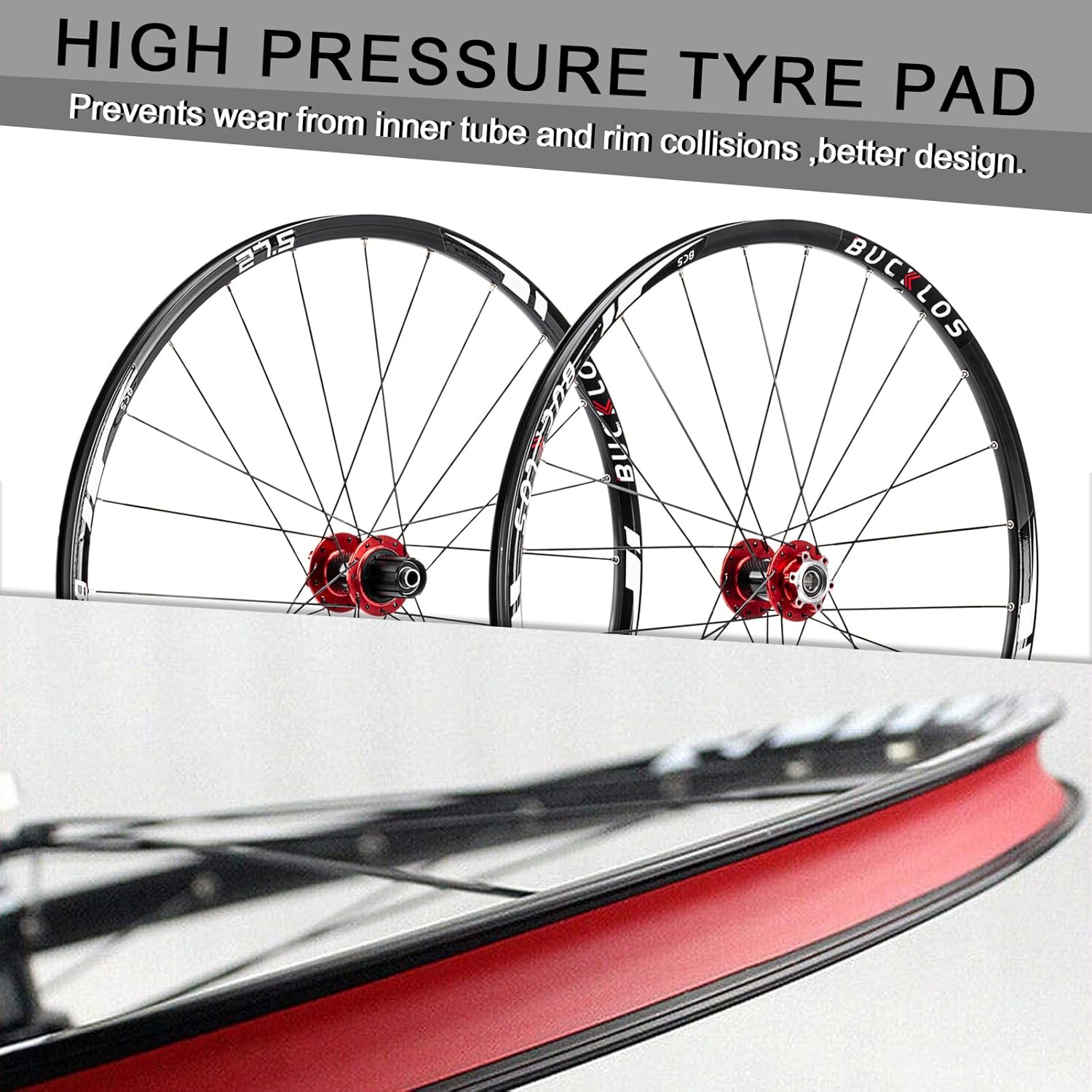 BUCKLOS 26/27.5/29" Mountain Bike Wheelset, Carbon Hub MTB Wheels Quick Release Disc Brakes, 24H Low-Resistant Flat Spokes Bike Wheels fit 7-11 Speed Cassette