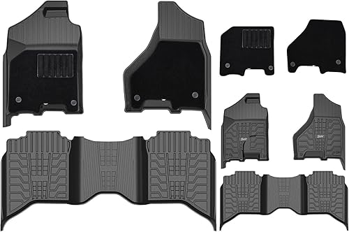3W Alfombrillas y alfombra delantera para Dodge Ram 1500/2500/3500 Crew Cab 2013-2018, Dodge Ram 1500 Classic Crew Cab 2019-2024 para todo tipo de