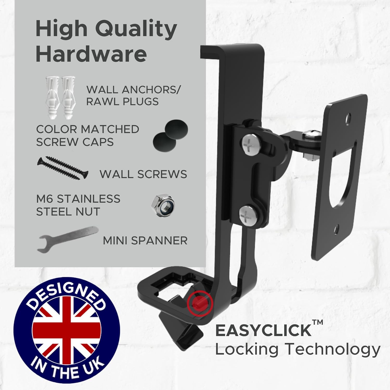 Sound Bass 2 x ONE, ONE Gen 2, ONE SL, Play:1 Wall Mount Bracket, Twin Pack, Black, Compatible with Sonos ONE, ONE Gen 2, ONE SL & Play 1