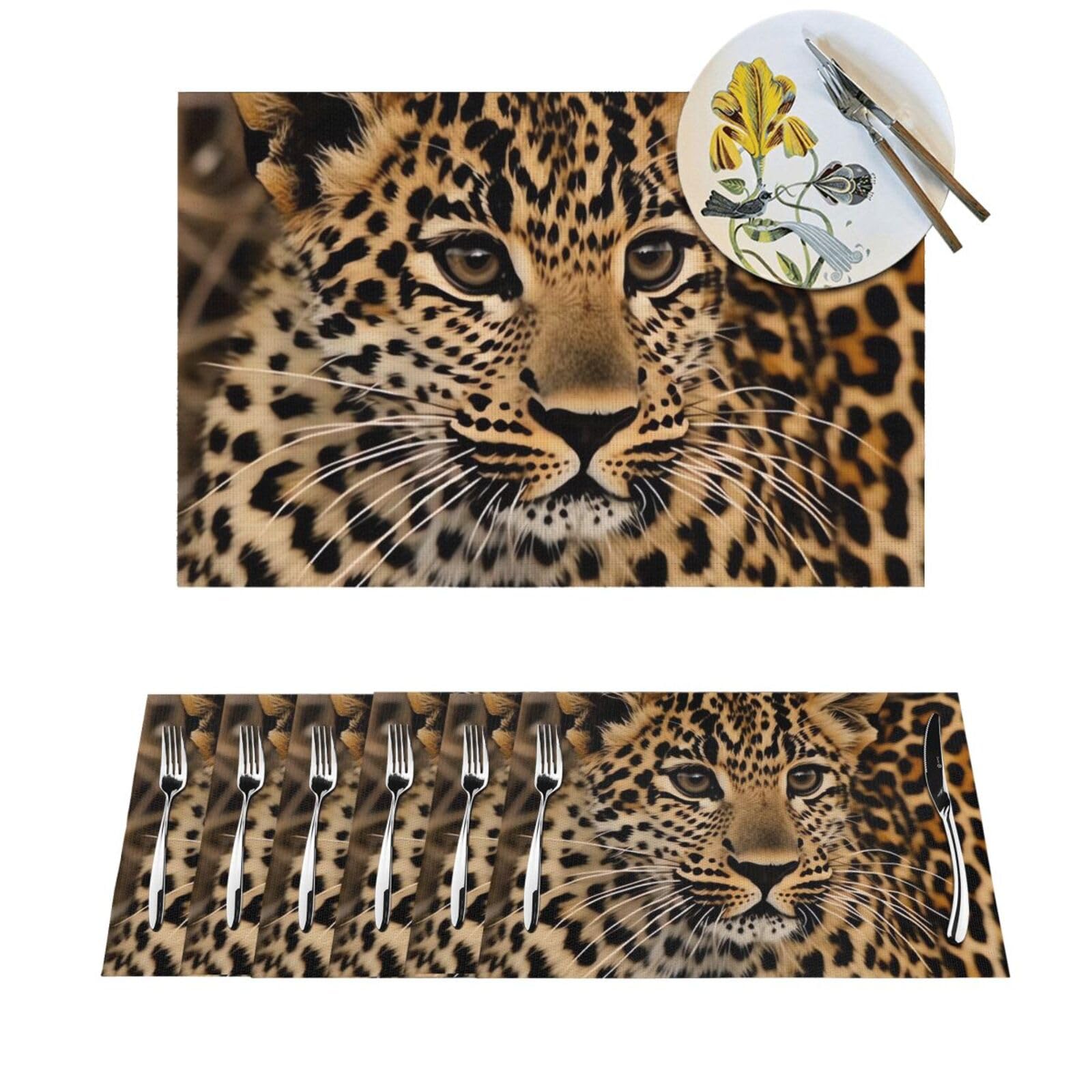 Set de table PVC léopard (lot de 4) antidérapant et résistant à la chaleur pour cuisine