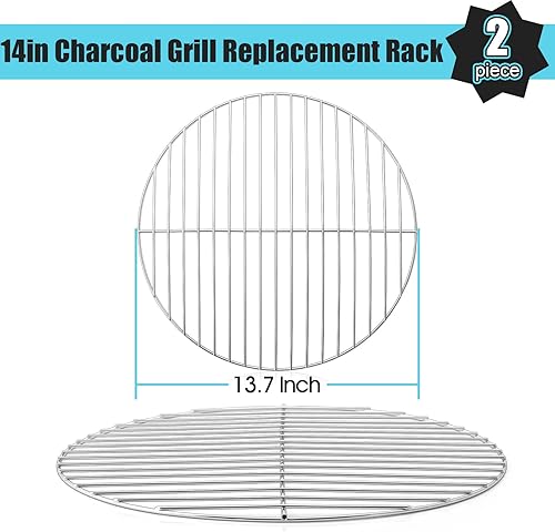 Miniatura 2 de HaSteeL Rejilla de Repuesto para Parrilla Pequeña de 13.7 Pulgadas para Carbón, Parrilla Redonda de Acero con Recubrimiento de Cromo, No Tóxica y