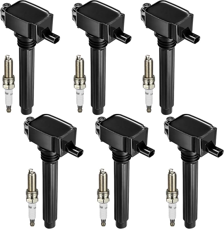 Kit de bobinas de ignição UF648 e velas de irídio 97390 SYKRSS para motores V6 3.2L e 3.6L – 6 bobinas e 6 velas