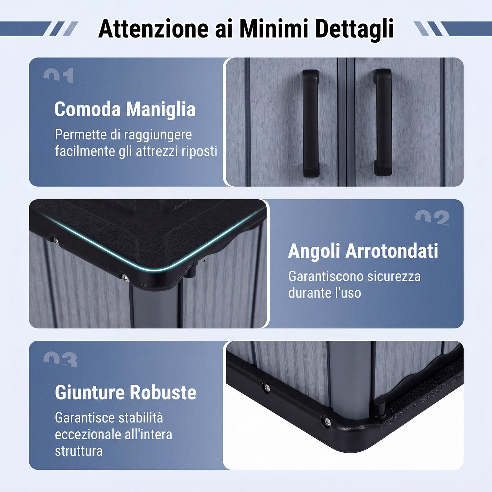 COSTWAY Armadio da Esterno e Interno Impermeabile, Mobile Contenitore per Attrezzi in Plastica PP e HDPE con Porta con Serratura e Tetto scanalato di Drenaggio, 120 x 65 x 117 cm (Grigio)