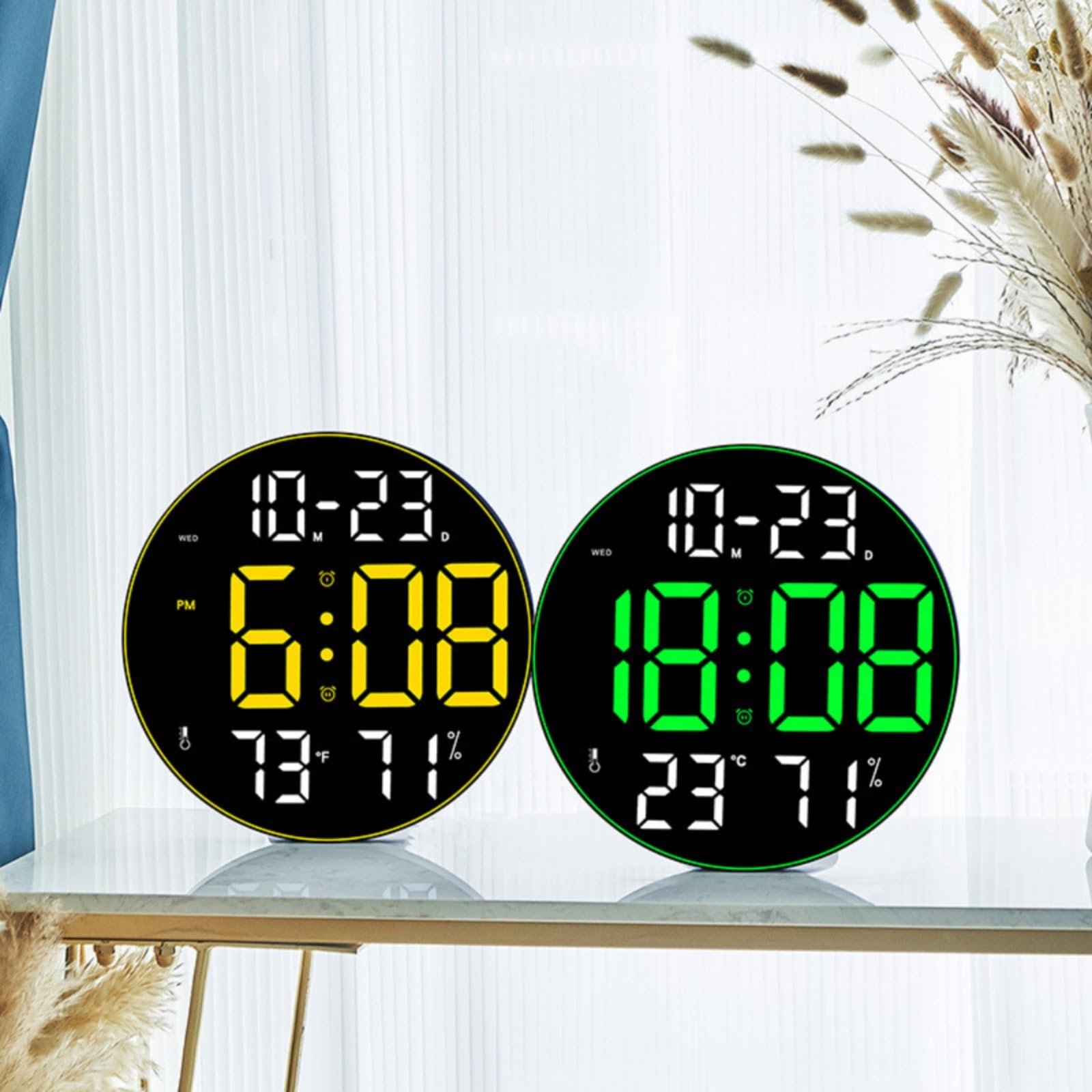KESOTO Orologio da Parete Digitale Orologio Orologio da Muro Orologio Moderno con Schermo LED Definito Cifre Extra Grandi Data Temperatura Umidità Profilo, Azzurro