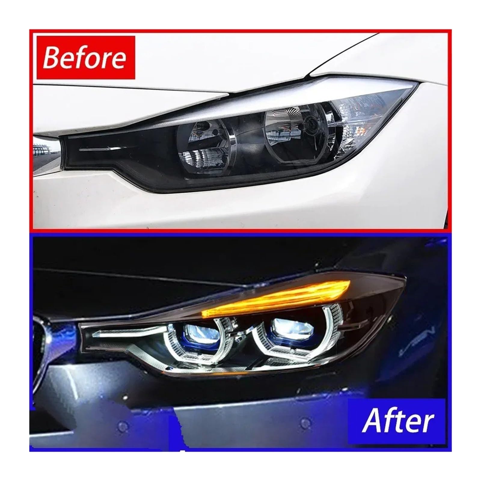 LED Fari anteriori Per BMW Serie 3 F30 F35 320i 325i 330i 2013-2018 Gruppo Fari LED Automatici Aggiornamento Configurazione Lente Proiettore Accessori Faro Anteriore Luce Auto(Halogen User)