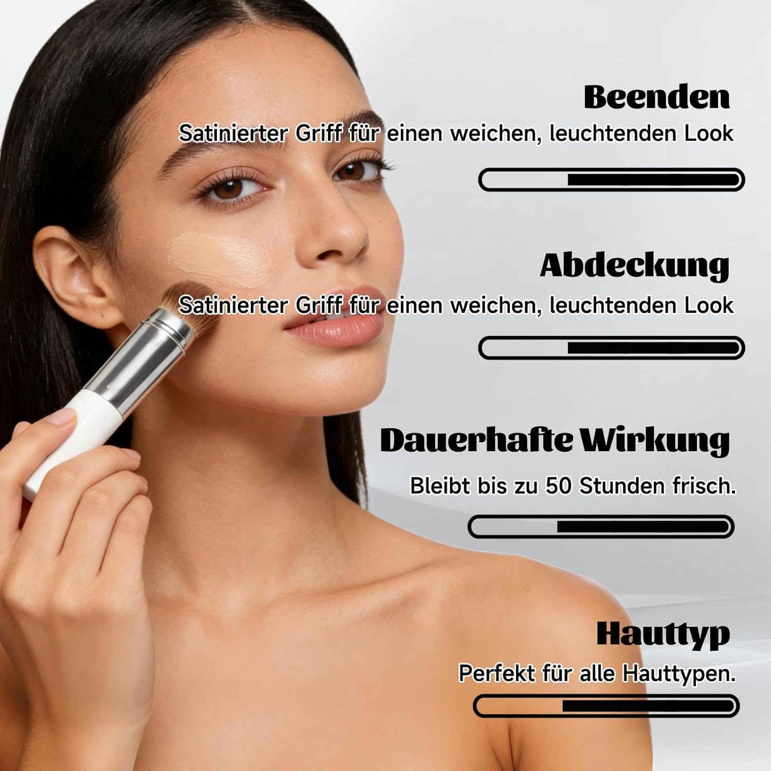 Faccelove Foundation mit LSF 15, Color Changing Foundation Stick mit Bürste – Automatische Farbanpassung, Feuchtigkeitsspendender, Aging Pflege für reife Haut ab 40, für alle Hauttypen - 2