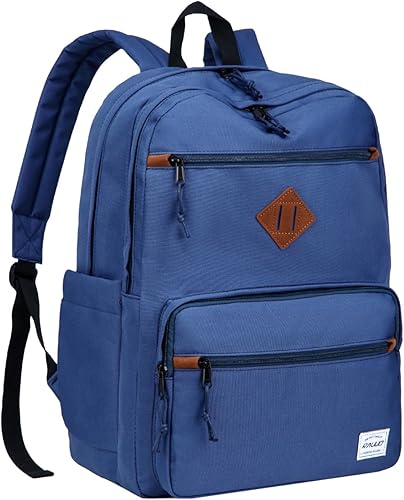 RAVUO Mochila escolar ligera para hombre, con 2 compartimentos, mochila clásica básica para mujeres, adolescentes, niños y niñas, Azul, Casual