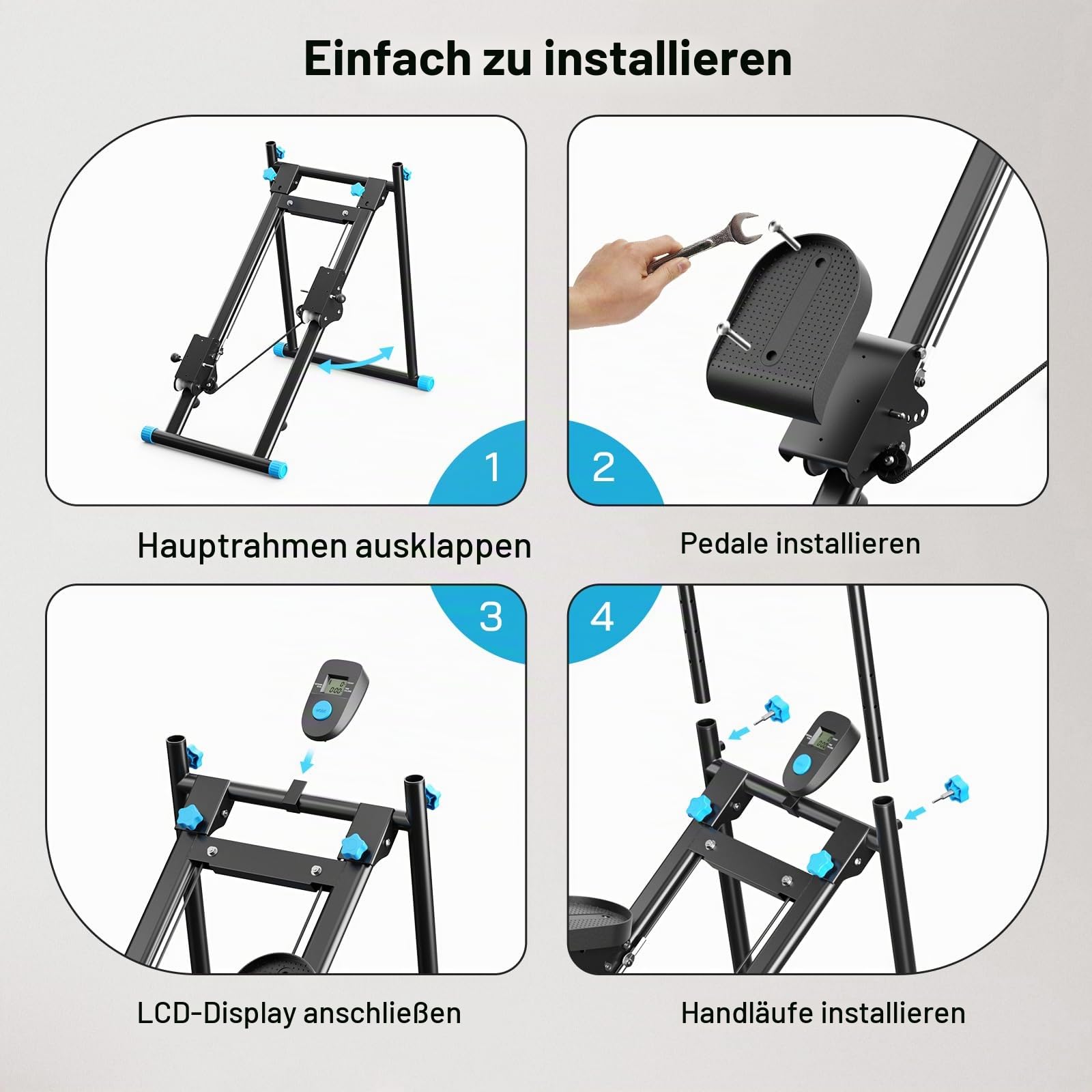 Stair Stepper für Home Gym Übung,Vertical Climber Maschine für Ganzkörper-Workout,Compact Folding Cardio Übung Climber mit erweiterten Schrittweite,verstellbare Lenker & Pedale