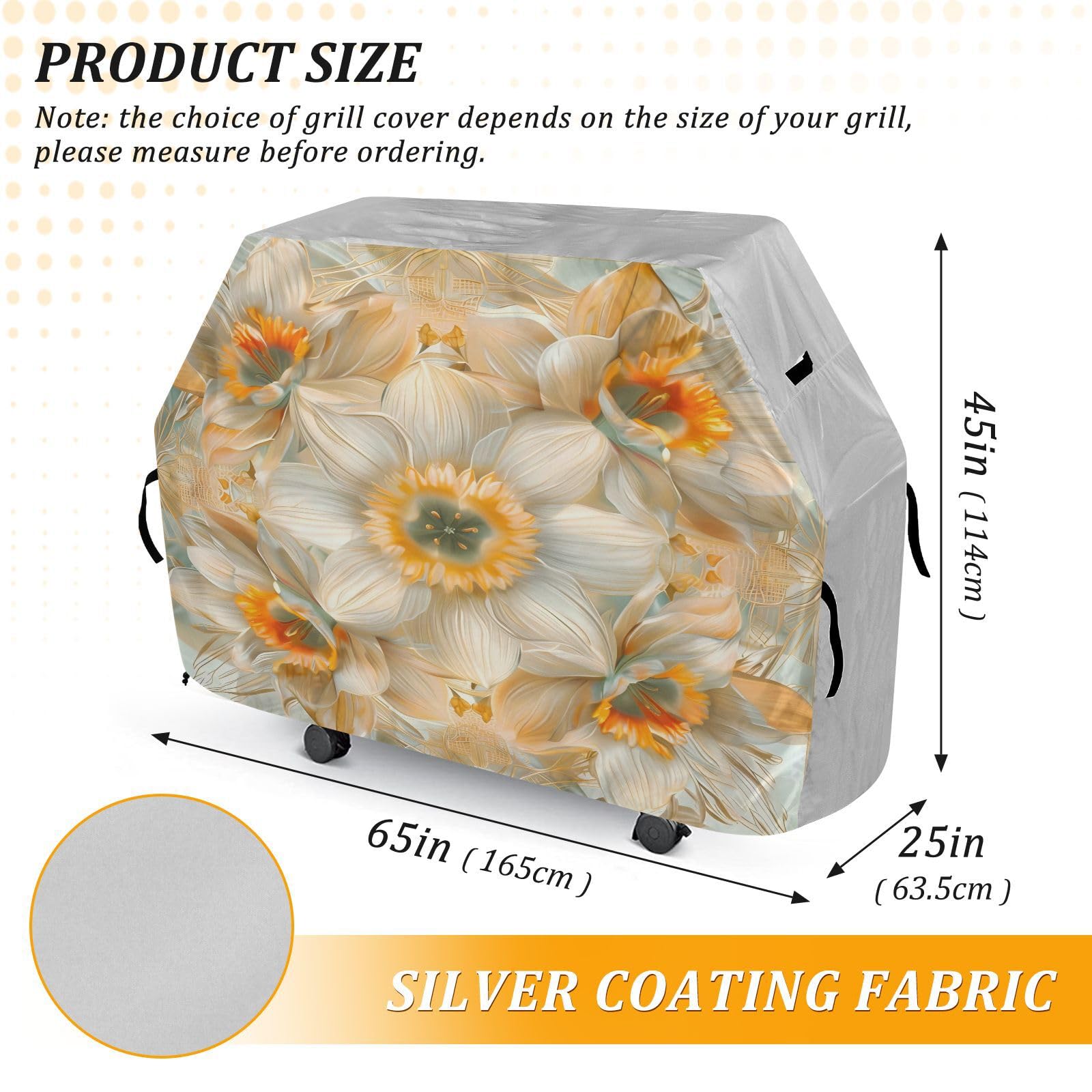 Fundas para ahumadores de 65 pulgadas, resistentes a la nieve, para exteriores, estilo bohemio, floral, color blanco misterio
