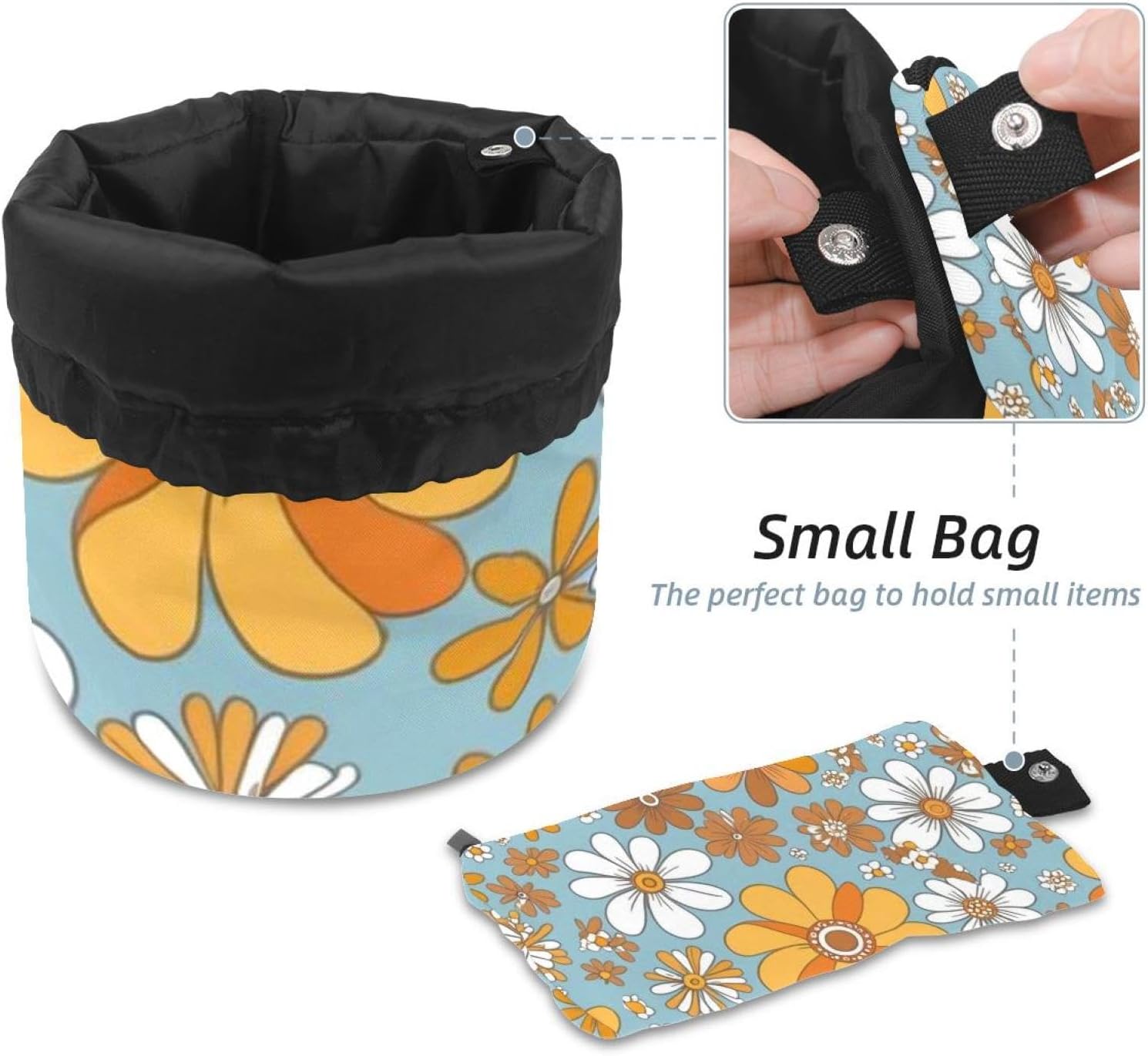 2PCS Colorful Sunflowers-386 Travel Cosmetic Bag Makeup Organizer: Stylish Bathroom Cases with Drawstring, Cylindrical & Small Toiletry Bag image 4