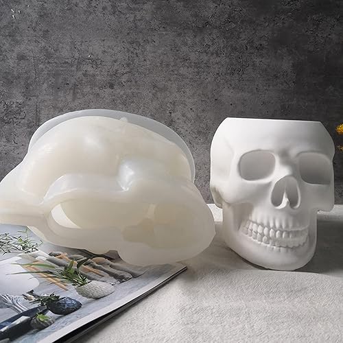 Miniatura 4 de ✪ Molde de maceta de hormigón con forma de calavera para bolígrafo, molde de cemento, molde de silicona, maceta suculenta, molde para jarrón de