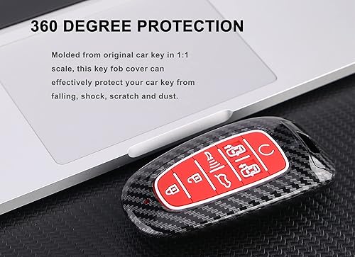 Miniatura 10 de Funda para llavero de 7 botones compatible con Hyundai Santa Fe Sonata Tucson Nexo sin llave, soporte para control remoto de entrada sin llave,