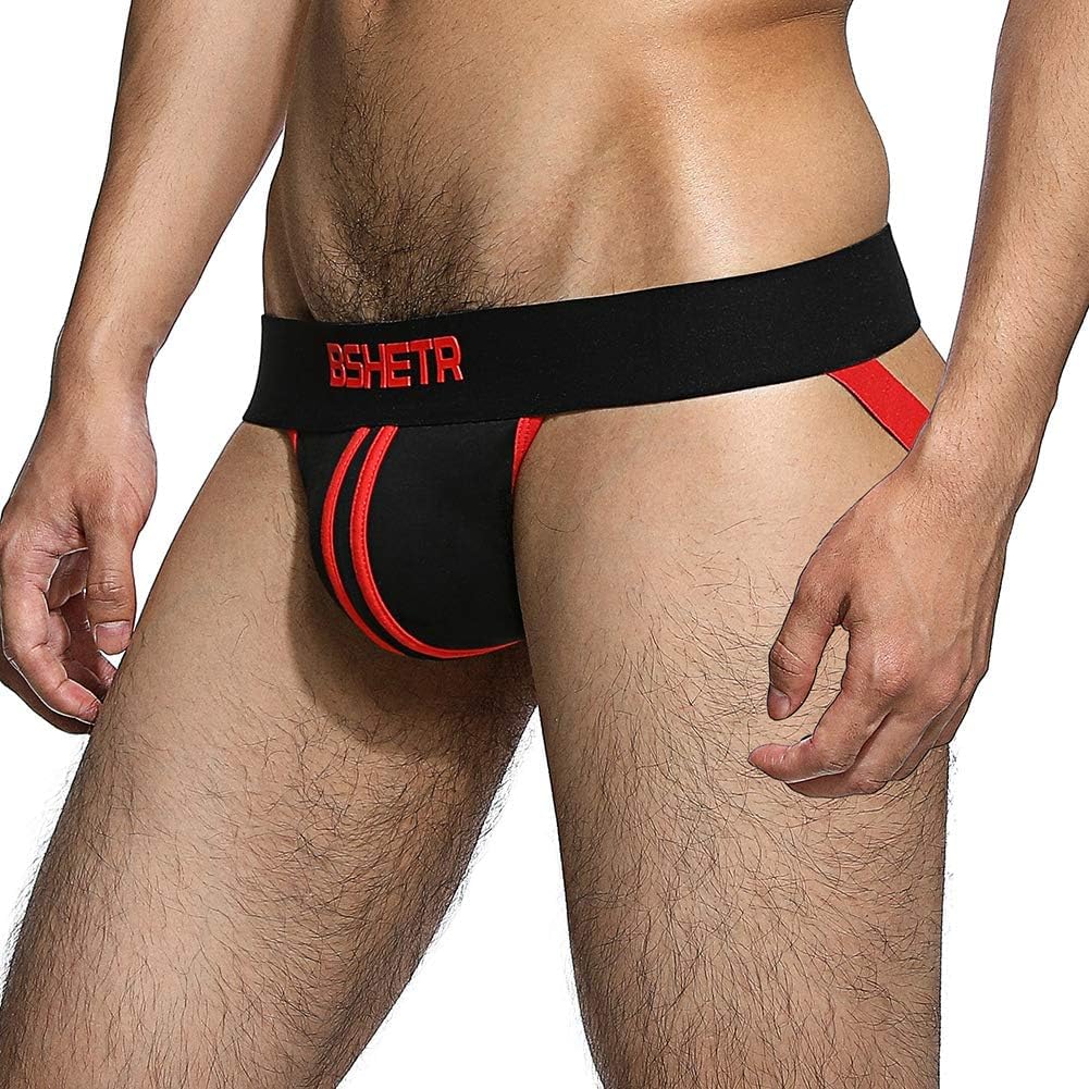 BSHETR Men's Jockstraps Athletic Supporters 4-Pack Cotton Work Out Underwear - Image 3