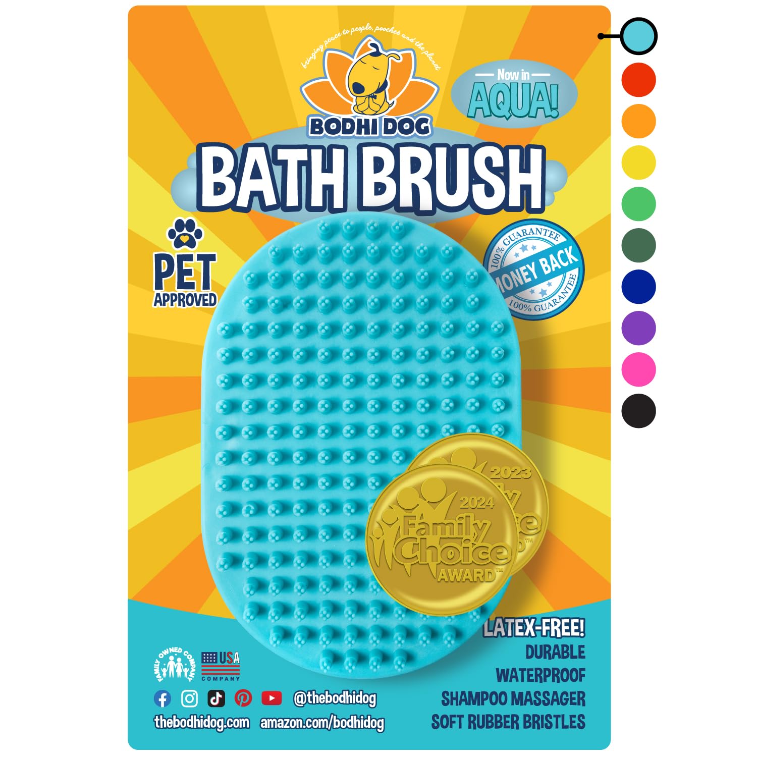 Bodhi Dog - Szczotka do szamponu, przybory toaletowe i do kąpieli dla kotów i psów, szczotka do kąpieli dla długich i krótkich włosów, premium środek czyszczący do prysznica, kąpieli i masażu (1
