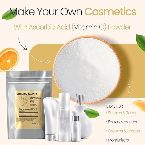 Miniatura 5 de Polvo de vitamina C puro orgánico (8 oz226 g) polvo de ácido ascórbico potente antioxidante para el cuidado de la piel DIY