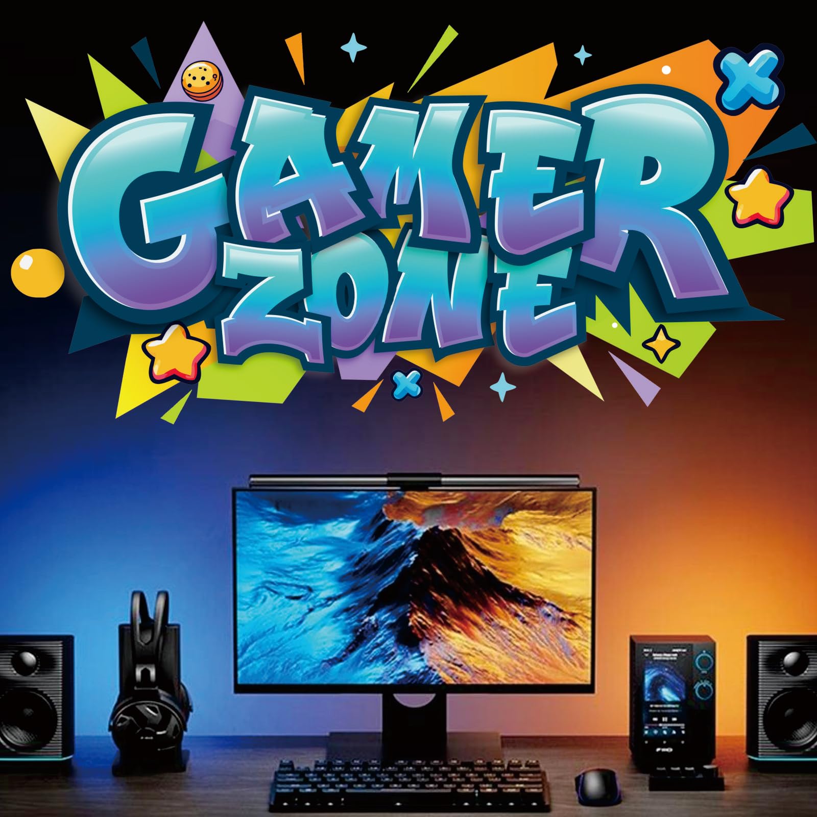 KAIRNE Gamer Zone Wall Stickers 3D Broken Wall Large Vibrant Video Game Decor for Boys Bedroom Gaming Stuff Accessory for Kids Room Nursery Graffiti Gaming Room Accessories Decor 95x50cm